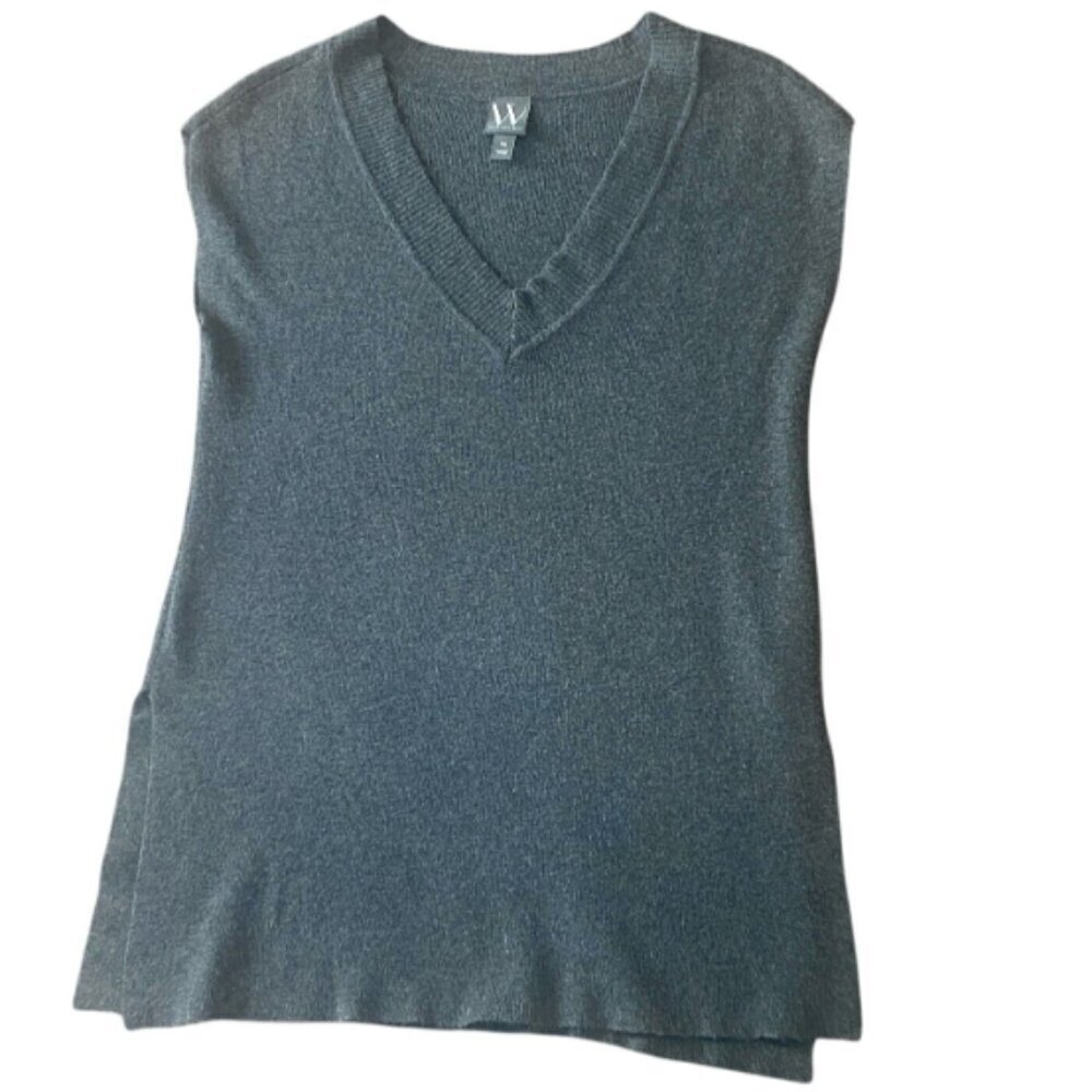 Worthington Soft V-Neck Tunic‎ Knit Sweater Vest Sz XS Gray #14P